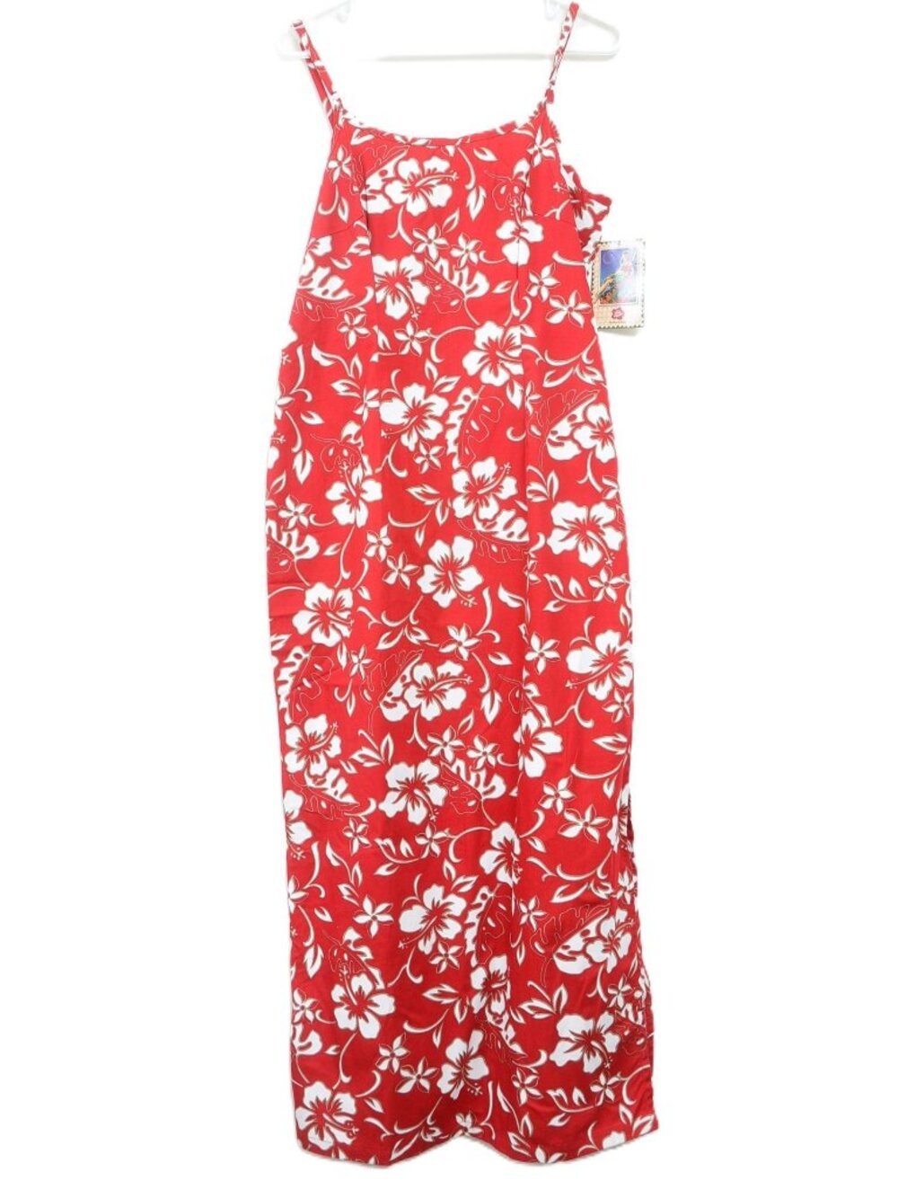 NEW Hilo Hattie Sz 14 Red Classic Hibiscus Cotton Long Maxi Dress Resort Beach